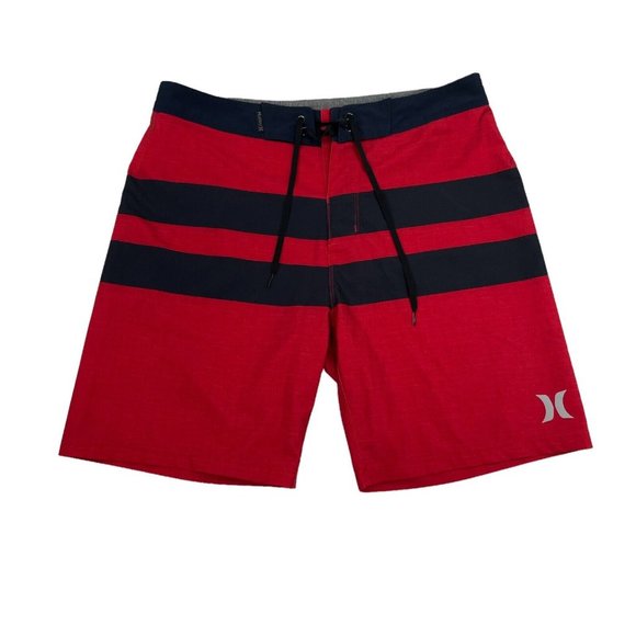 Hurley Board Shorts Red Blue Swim Classic Striped USA Phantom- Men’s Size 29 - Picture 1 of 8
